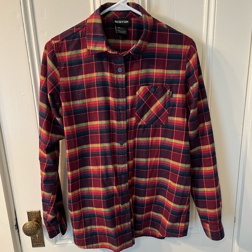 Burton Grace Flannel Long-Sleeve Button-Down Plaid Shirt XS VGUC